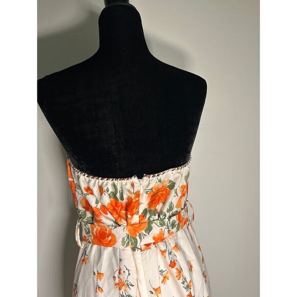 GOMORN 2 peace, Strapless Wide Leg Jumpsuit floral orange Sz XL 12 44 NWT - Picture 6 of 14